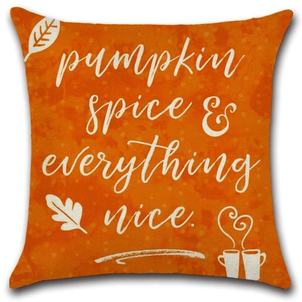 Pumpkin Spice & Everything Nice Linen Throw Pillowcase~~NWOT